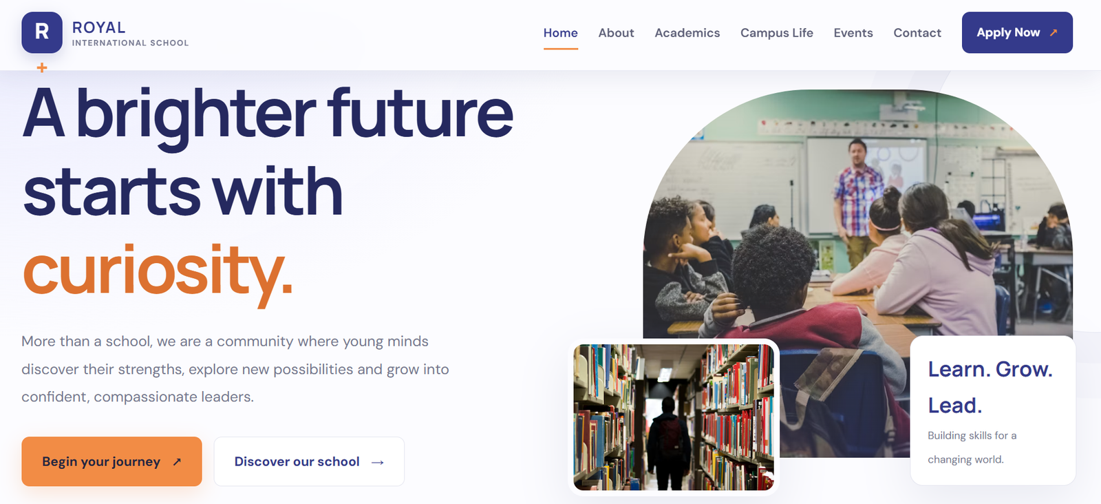 School Website homepage